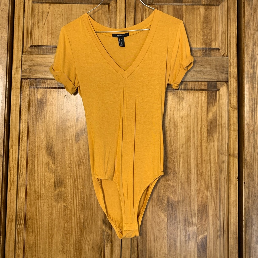 Mustard Yellow V Neck Bodysuit